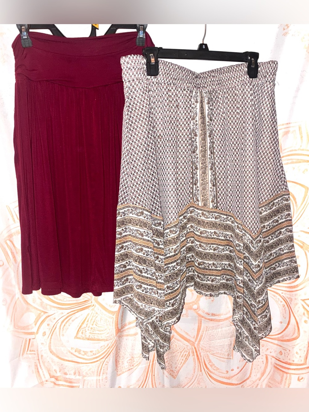 Knox Rose Hanky Tiered Skirt w/ an Old Navy Maroon Soft Skirt